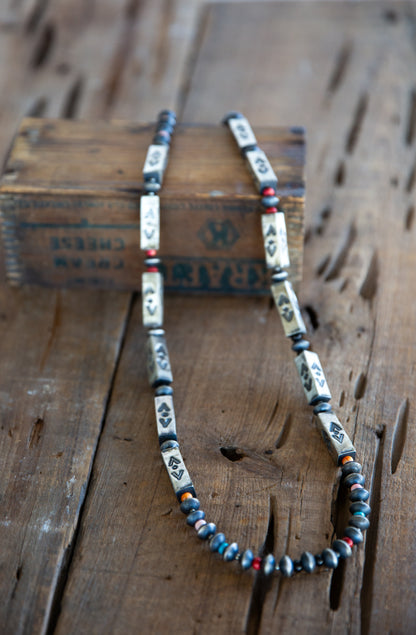 The Canton | 36” Multi Stone Box Bead Navajo Pearl Set by Tysha Aparicio
