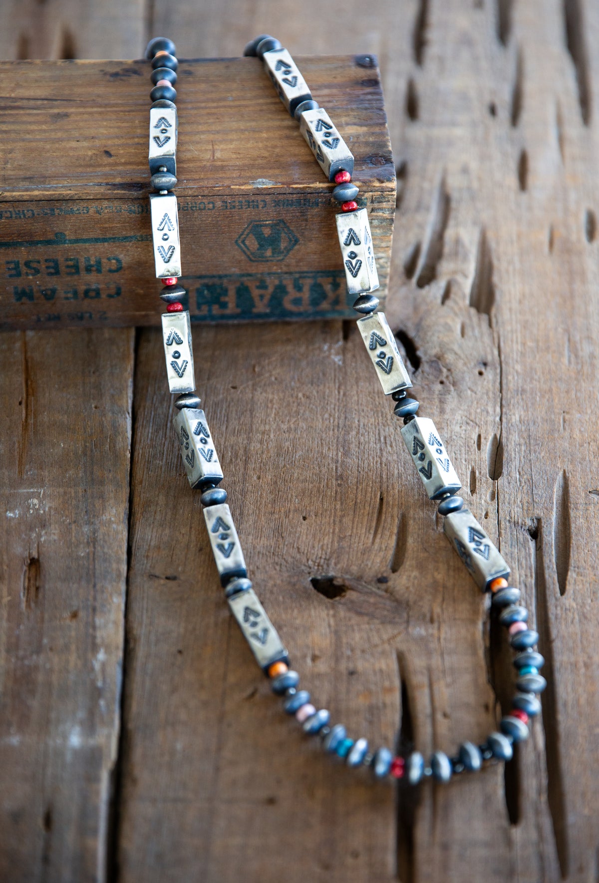 The Canton | 36” Multi Stone Box Bead Navajo Pearl Set by Tysha Aparicio