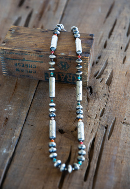 The Judge | Multi Stone Navajo Pearl Necklace + Earring Set by Sharon Cooley
