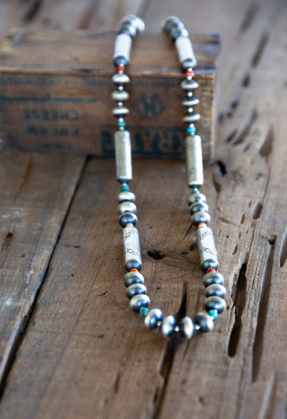 The Judge | Multi Stone Navajo Pearl Necklace + Earring Set by Sharon Cooley