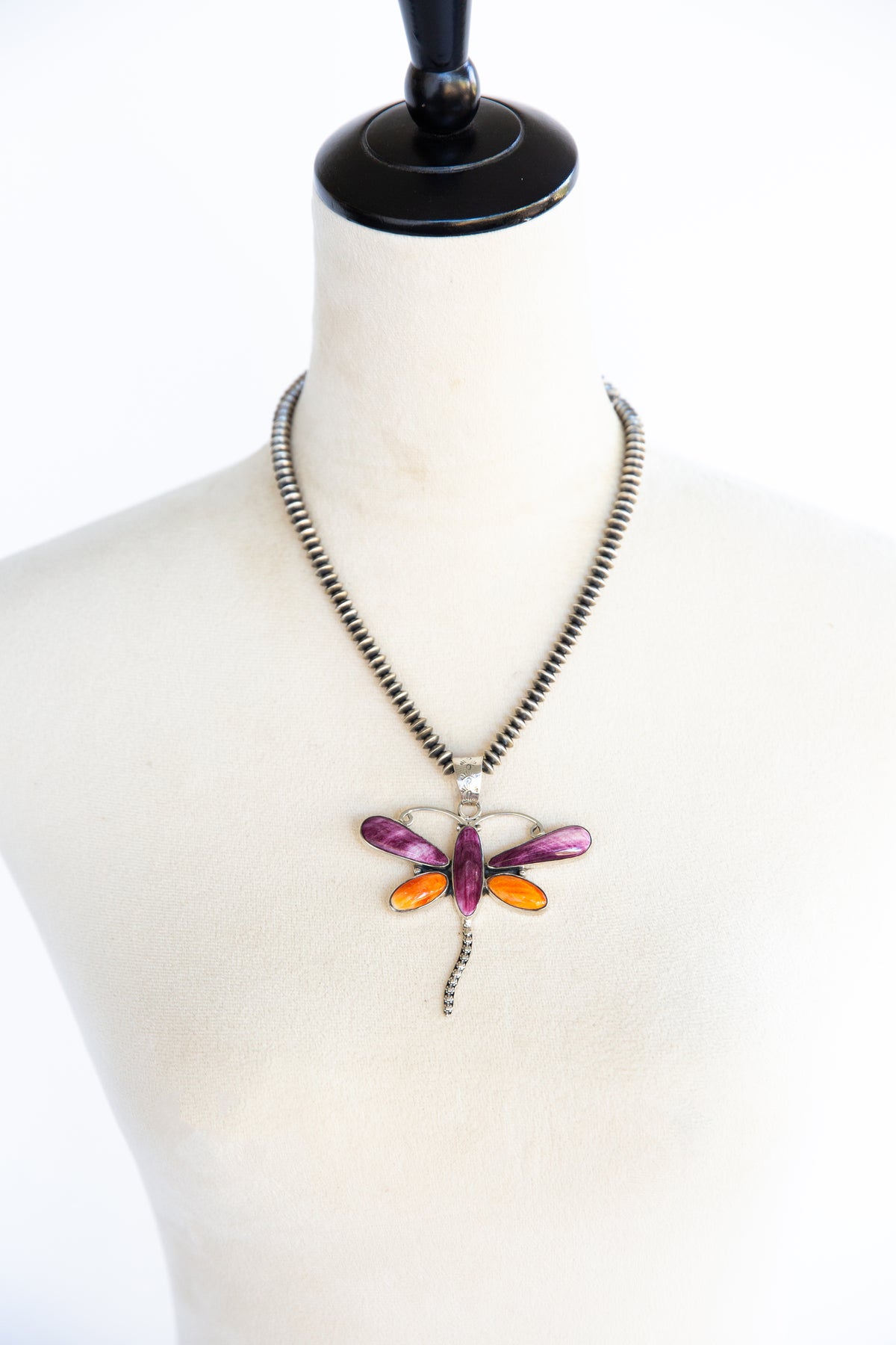 The Blythe | Orange and Purple Spiny Dragonfly Pendant