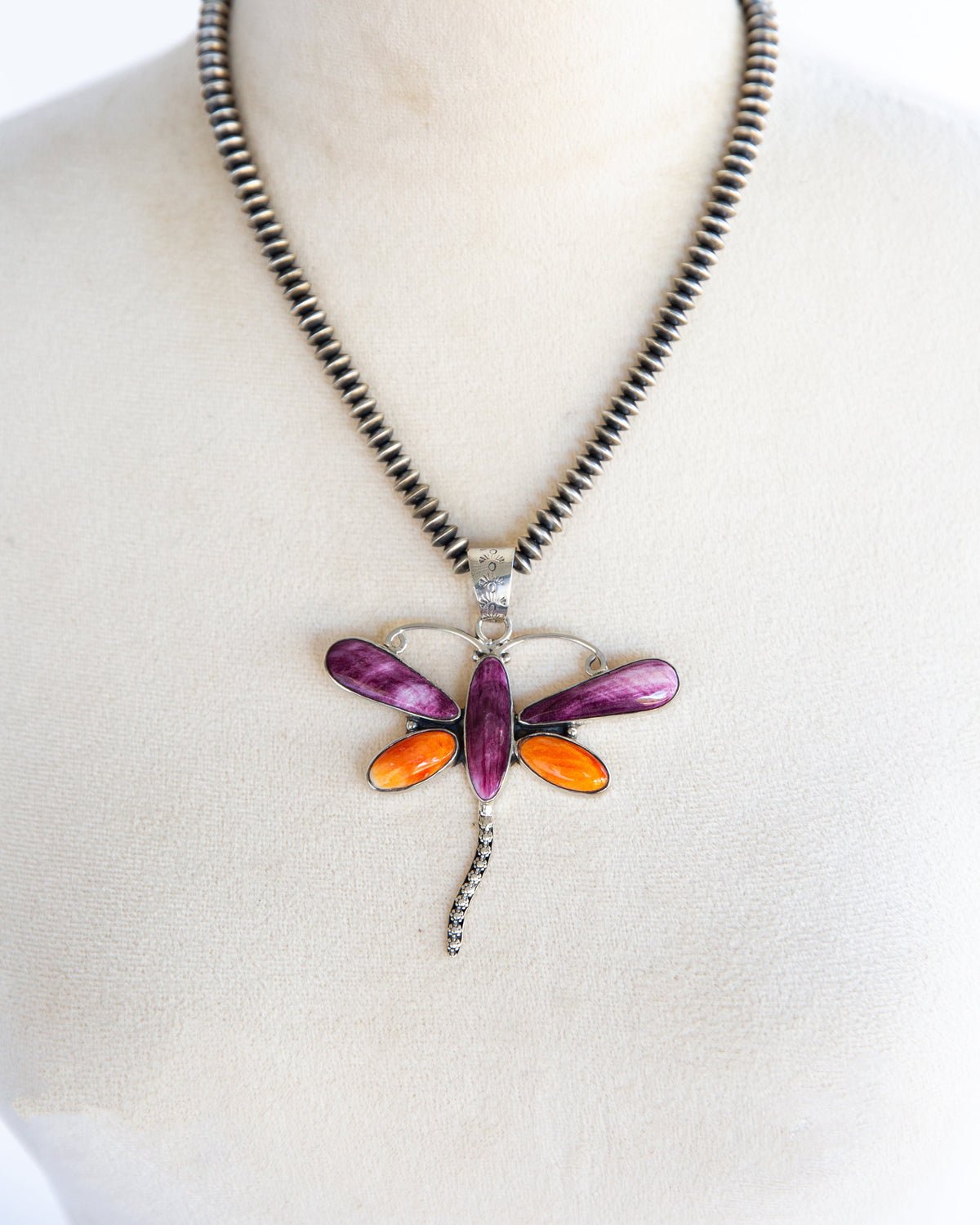 The Blythe | Orange and Purple Spiny Dragonfly Pendant