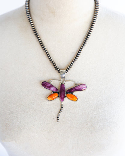 The Blythe | Orange and Purple Spiny Dragonfly Pendant