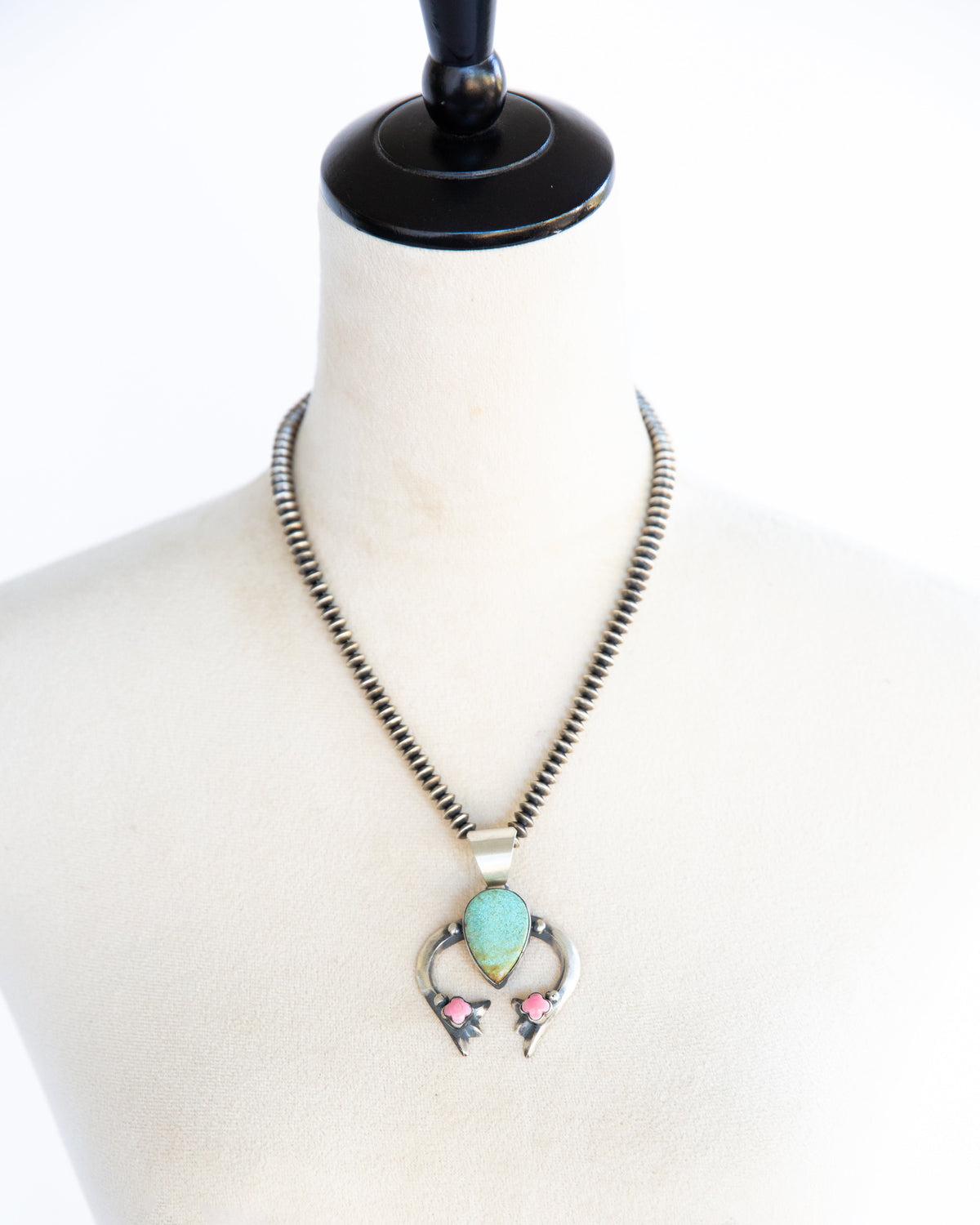 The Natasha | Turquoise and Pink Conch Naja Pendant by Chimney Butte