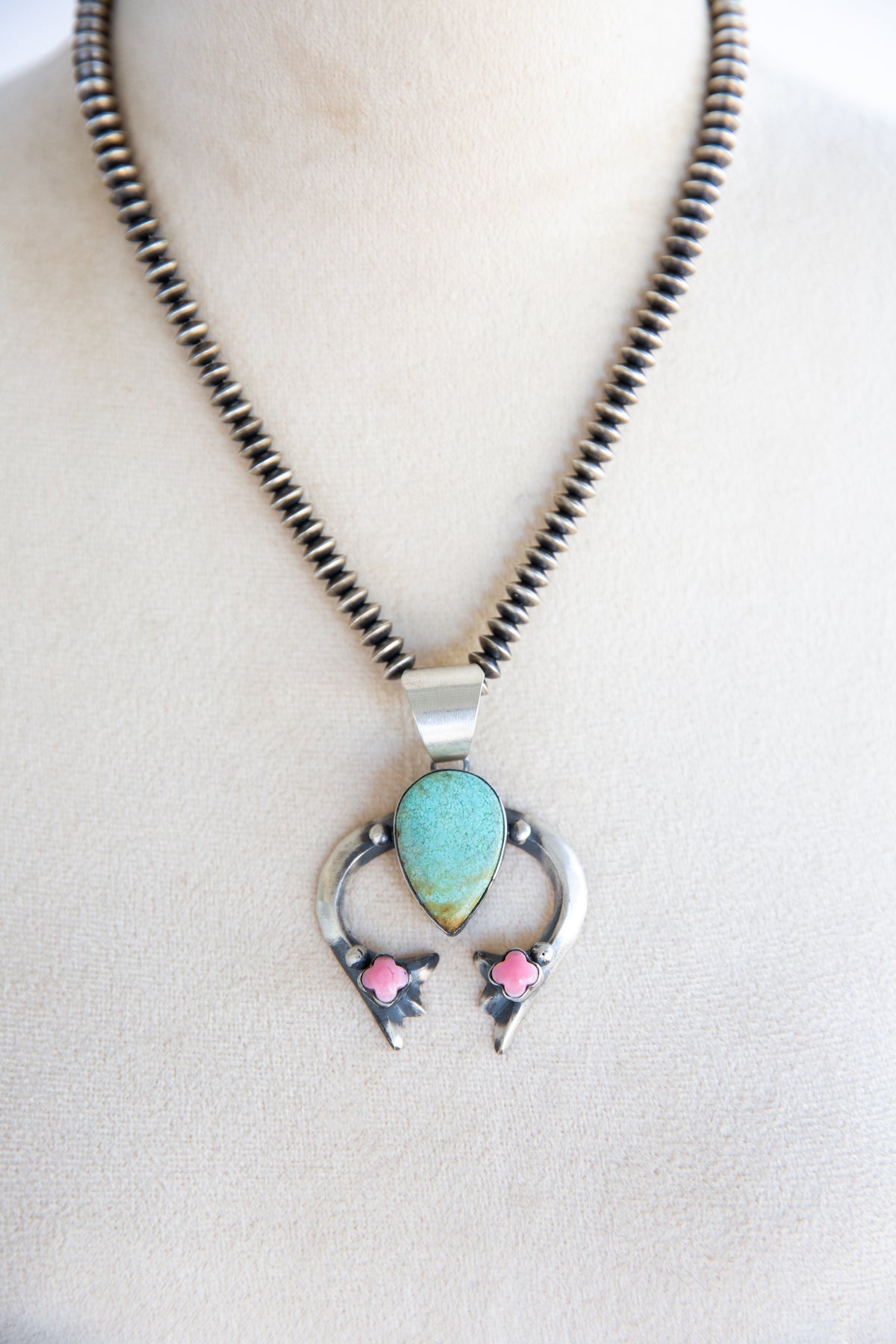 The Natasha | Turquoise and Pink Conch Naja Pendant by Chimney Butte