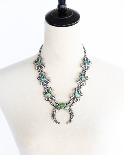 The Leawood |  Sonoran Turquoise Butterfly Squash Blossom Necklace & Earring Set