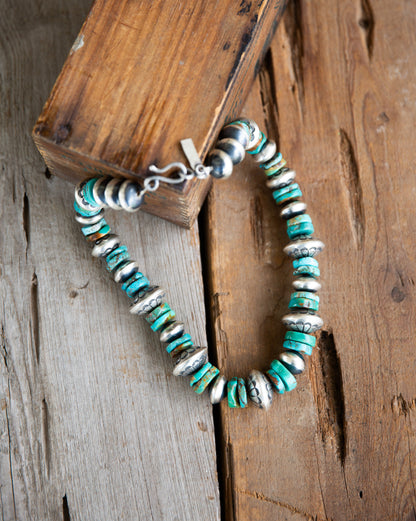 The Rocco | 19" Turquoise & Navajo Pearl Necklace by Harold Tahe