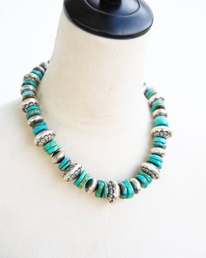 The Rocco | 19" Turquoise & Navajo Pearl Necklace by Harold Tahe