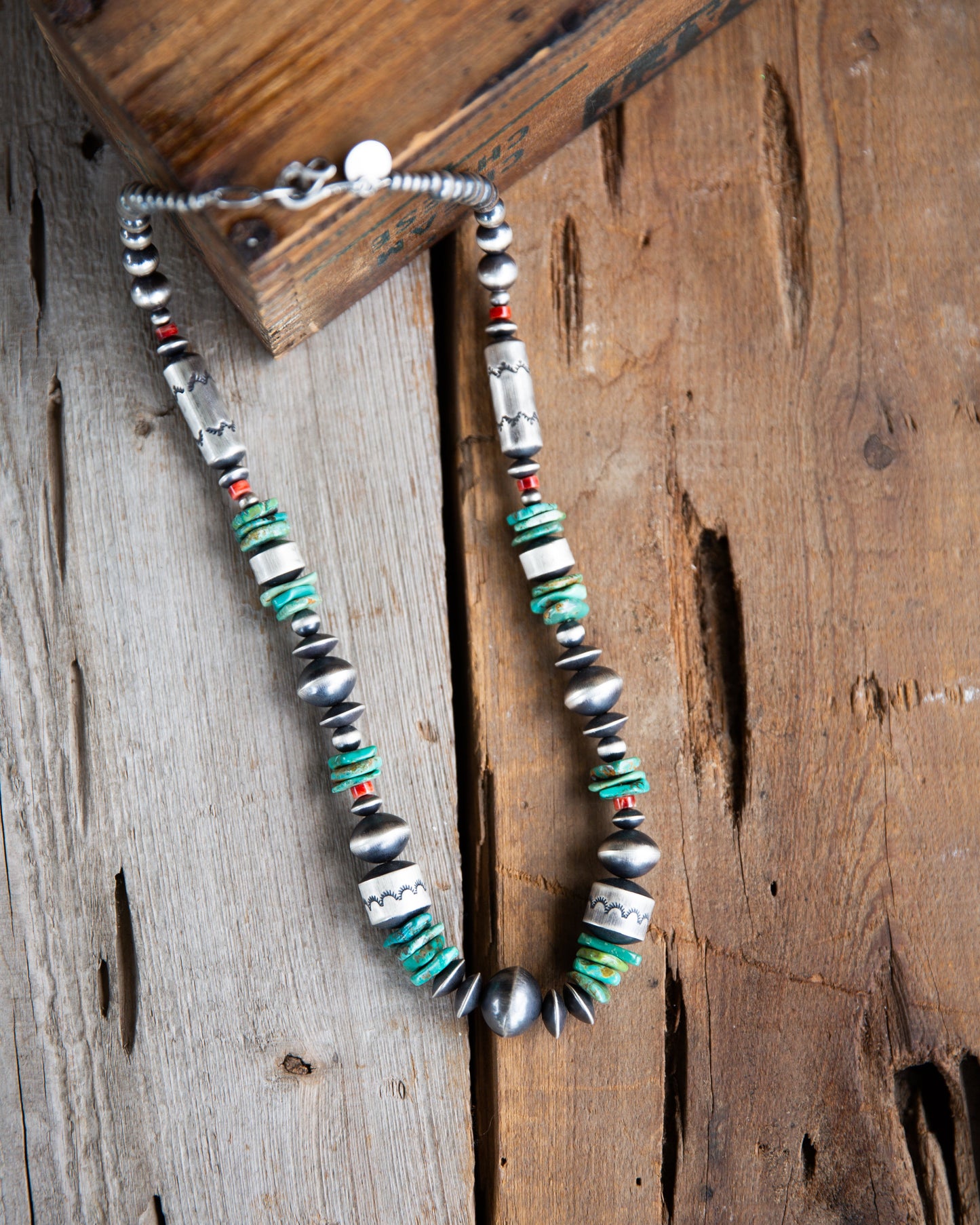 The Abilene | 24" Red Spiny & Turquoise Navajo Pearls by Rose Martin