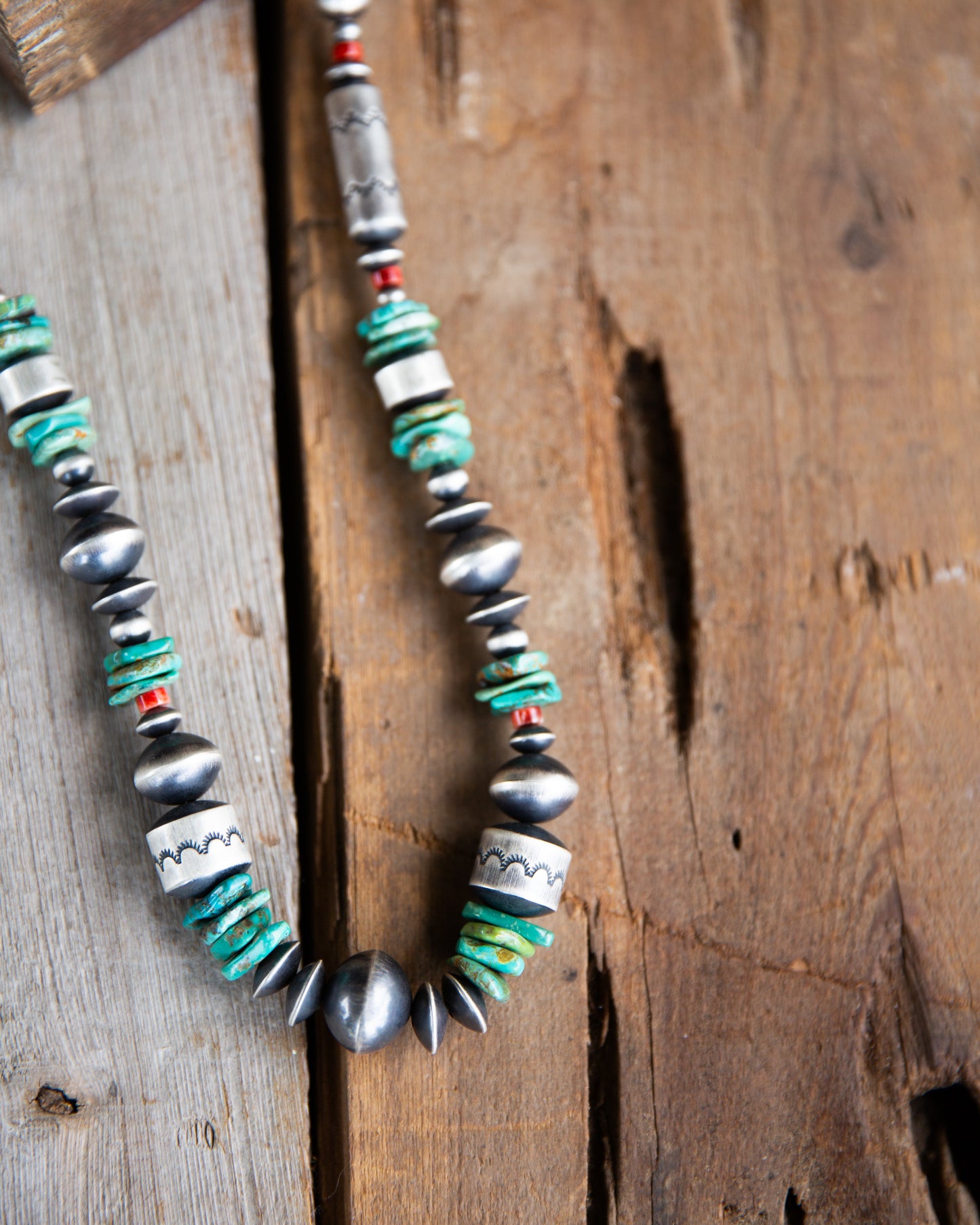 The Abilene | 24" Red Spiny & Turquoise Navajo Pearls by Rose Martin