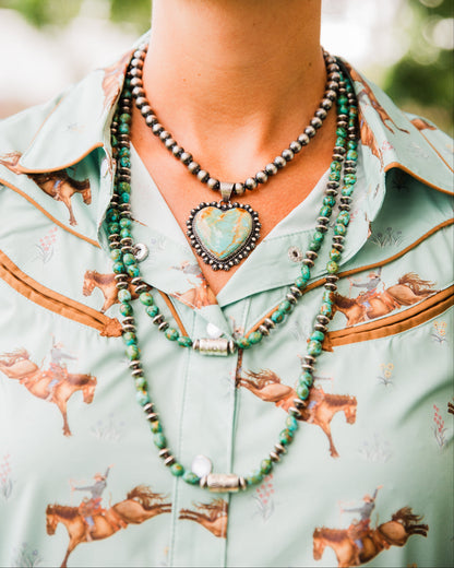 The Manifest | Sonoran Turquoise and Barrel Necklace