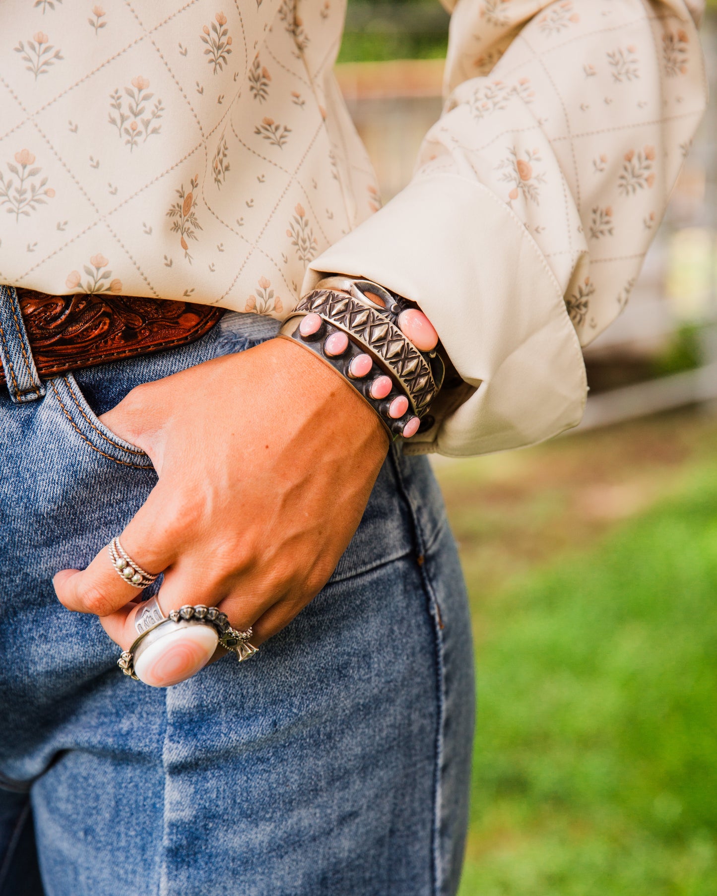 The Marwood | 5 Stone Pink Conch Cuff by Chimney Butte
