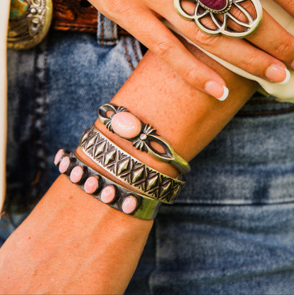 The Westport | Single Stone Pink Conch Cuff by Chimney Butte