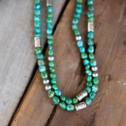 The Voyager | Sonoran Turquoise and Barrel Necklace