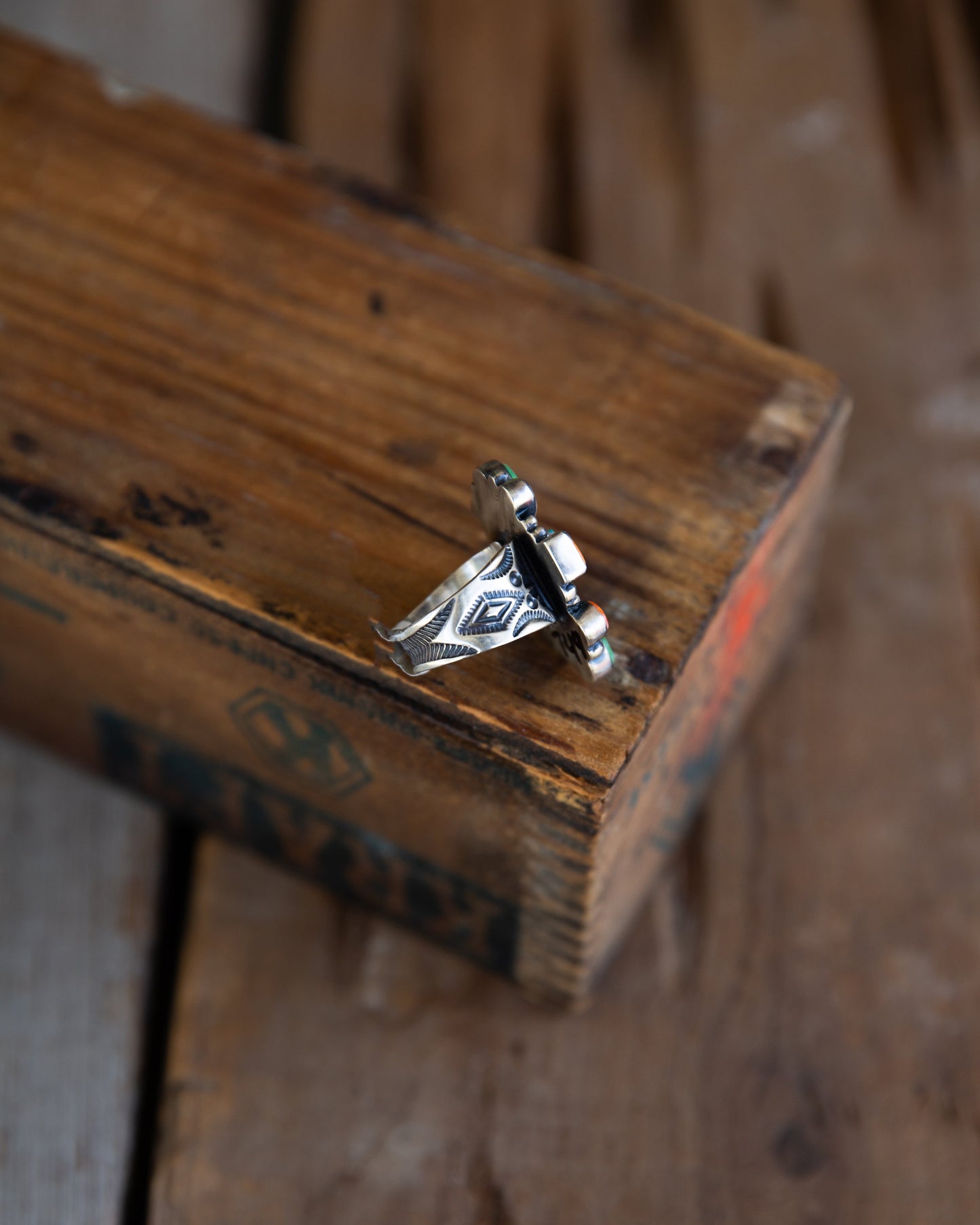 The Christley | Orange Spiny & Sonoran Turquoise Ring by Bernyse Chavez