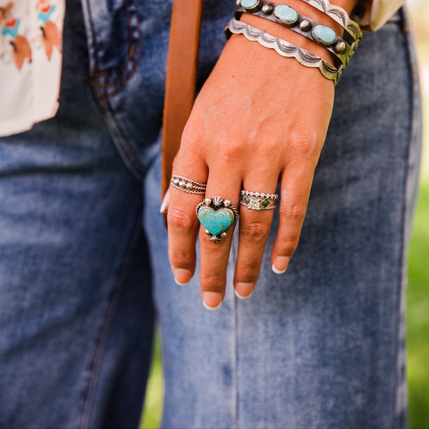 The Addison | Adjustable Turquoise Heart Ring by Johnny Dixon