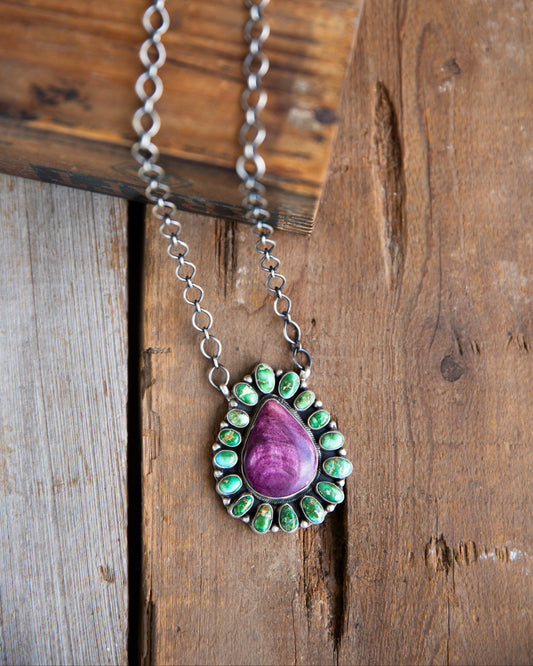 The Logan | Purple Spiny & Sonoran Turquoise Necklace by Sheila