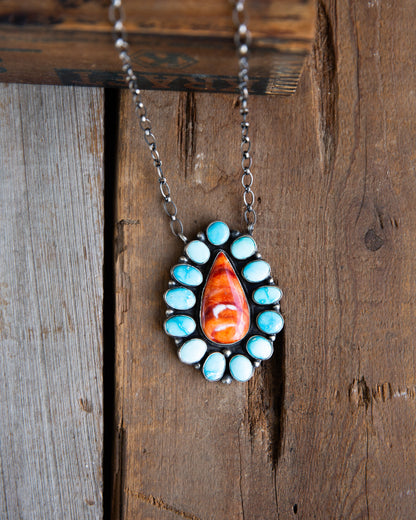The Christley | Orange Spiny & Turquoise Necklace by Sheila