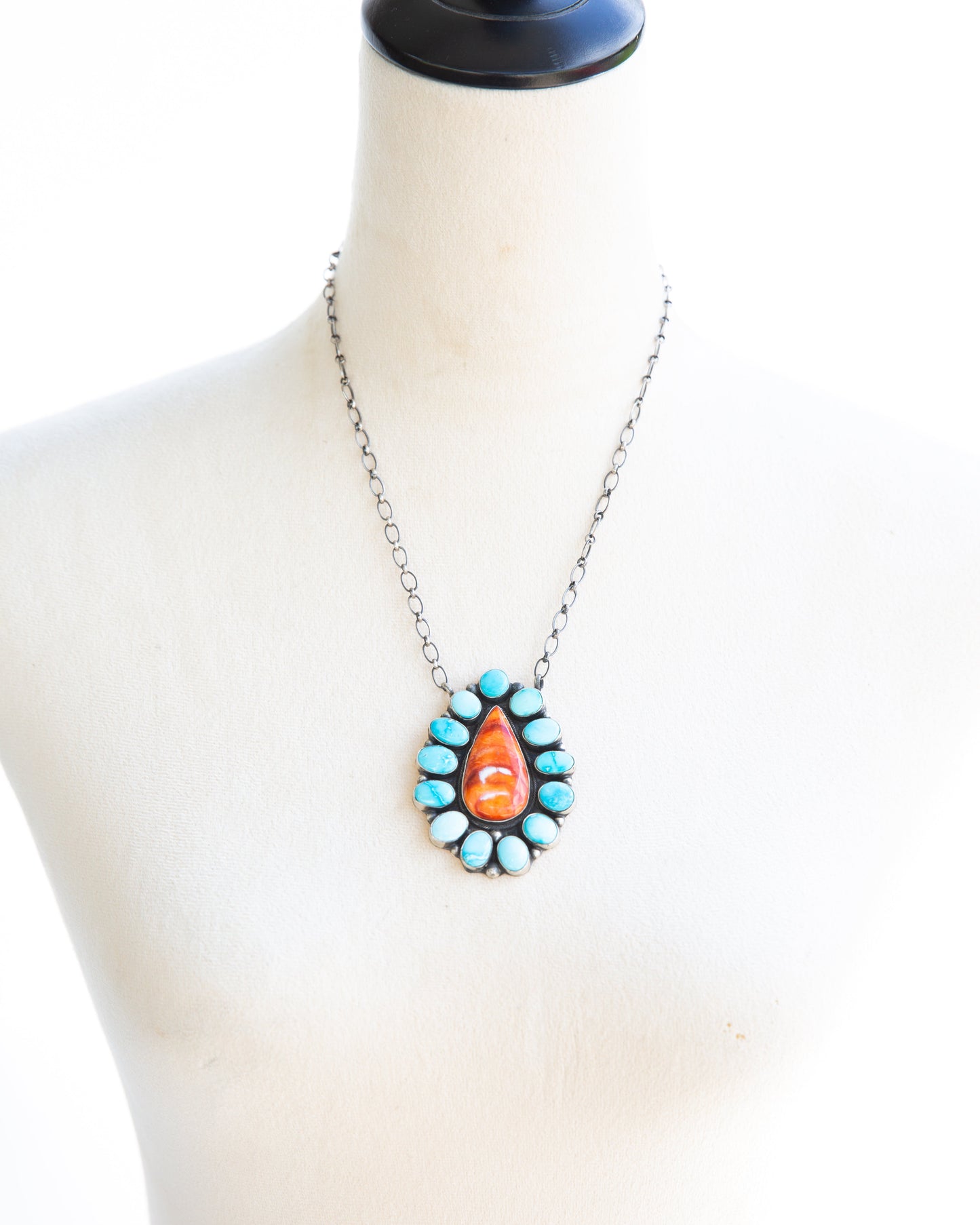 The Christley | Orange Spiny & Turquoise Necklace by Sheila
