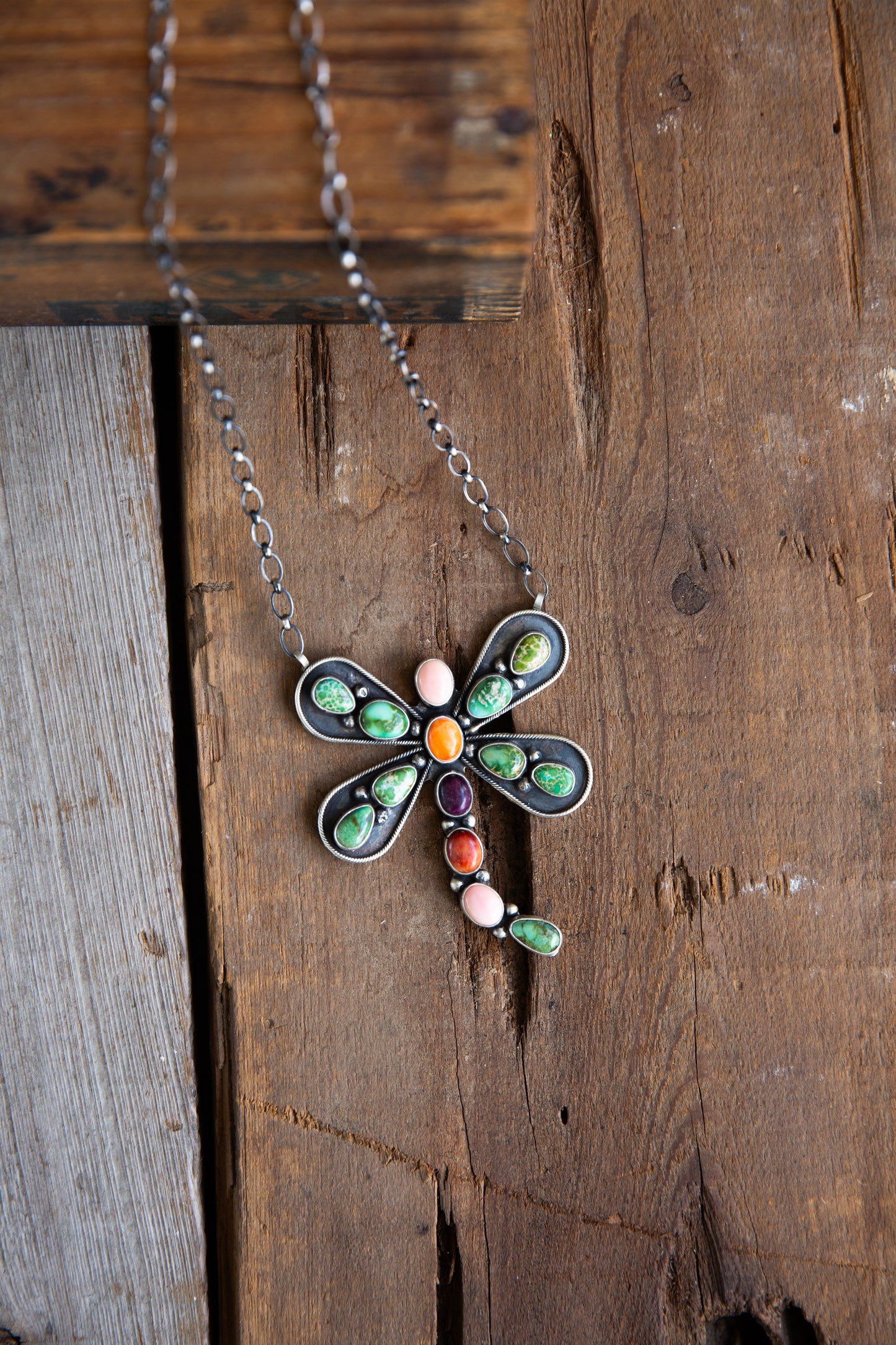 The Ciera | Multi Stone Dragonfly Necklace by Cordell Platero
