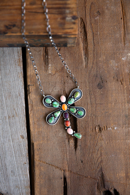 The Ciera | Multi Stone Dragonfly Necklace by Cordell Platero