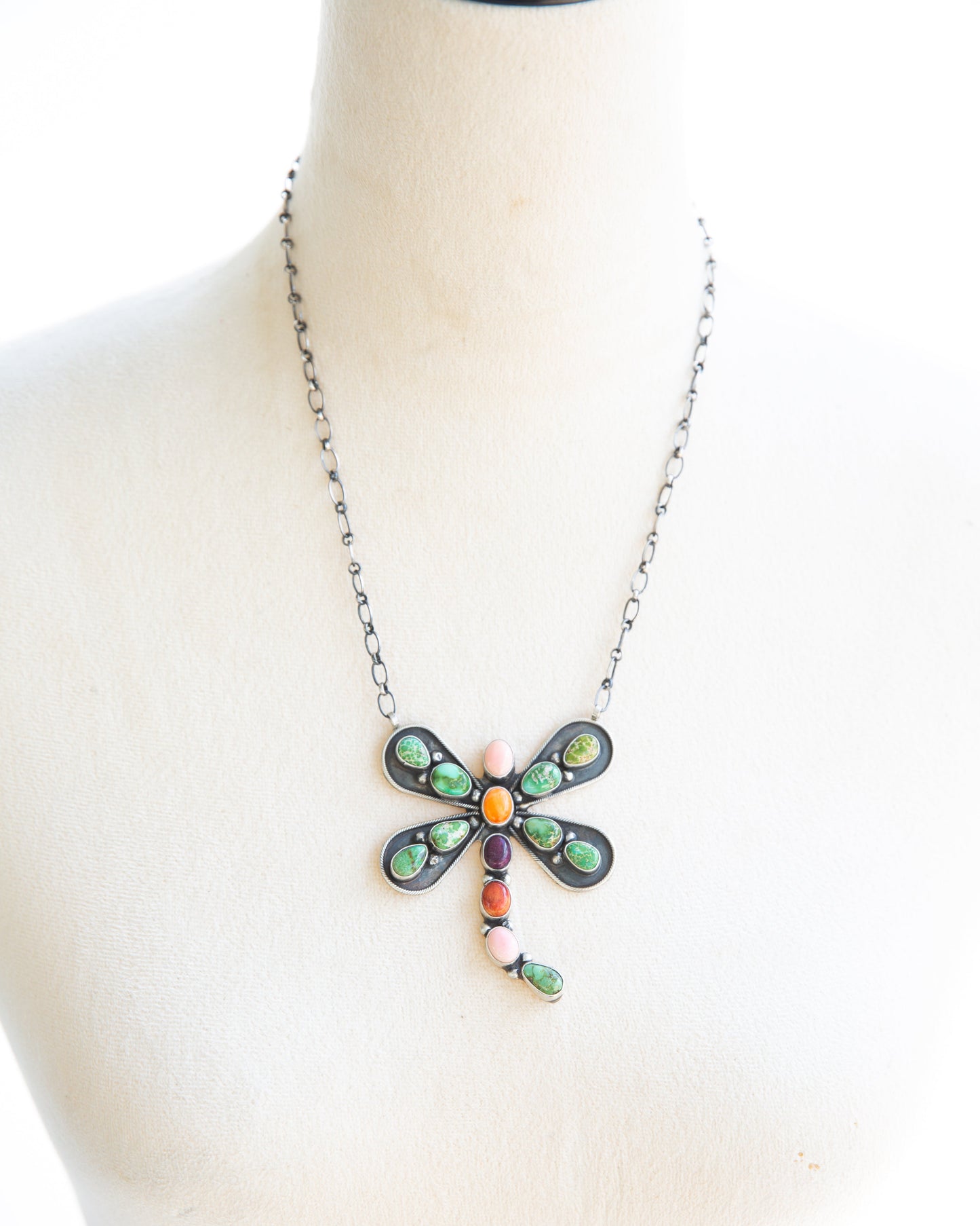 The Ciera | Multi Stone Dragonfly Necklace by Cordell Platero