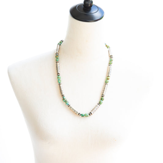 The Hatoria | Sonoran Turquoise & Handcrafted Barrel Bead Necklace