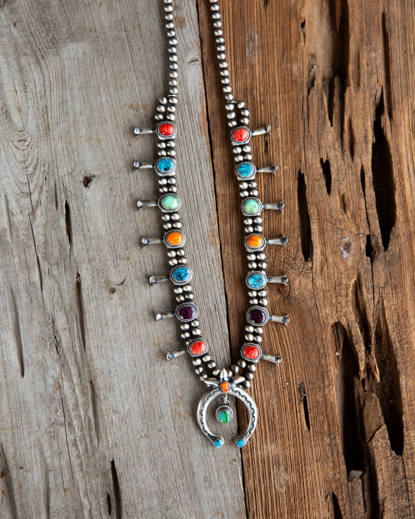 The Lonestar | Multi Stone Squash Blossom Necklace by Thomas Francisco