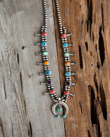 The Lonestar | Multi Stone Squash Blossom Necklace by Thomas Francisco