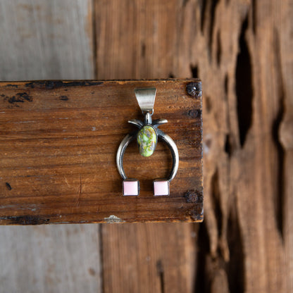 The Selma | Sonoran Turquoise & Pink Conch Naja Pendant by Chimney Butte
