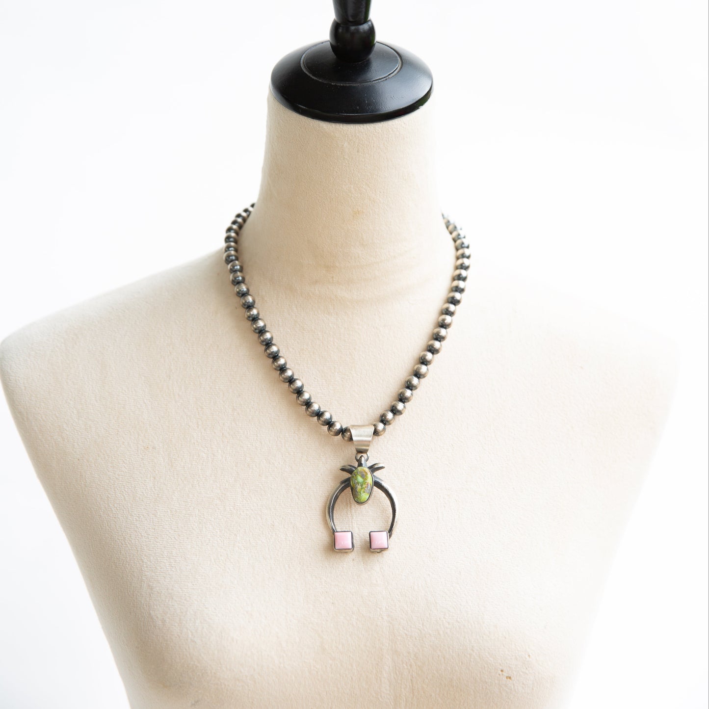 The Selma | Sonoran Turquoise & Pink Conch Naja Pendant by Chimney Butte
