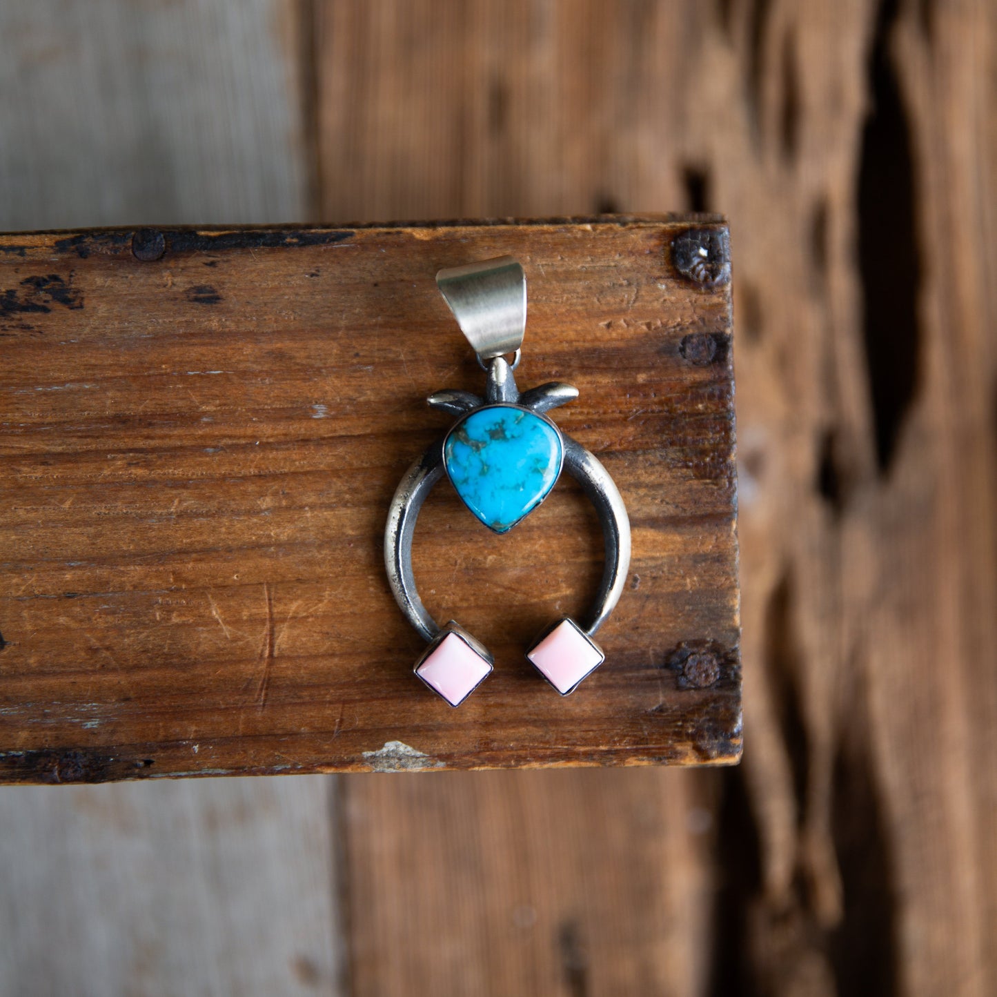 The Tijera | Turquoise & Pink Conch Naja Pendant by Chimney Butte