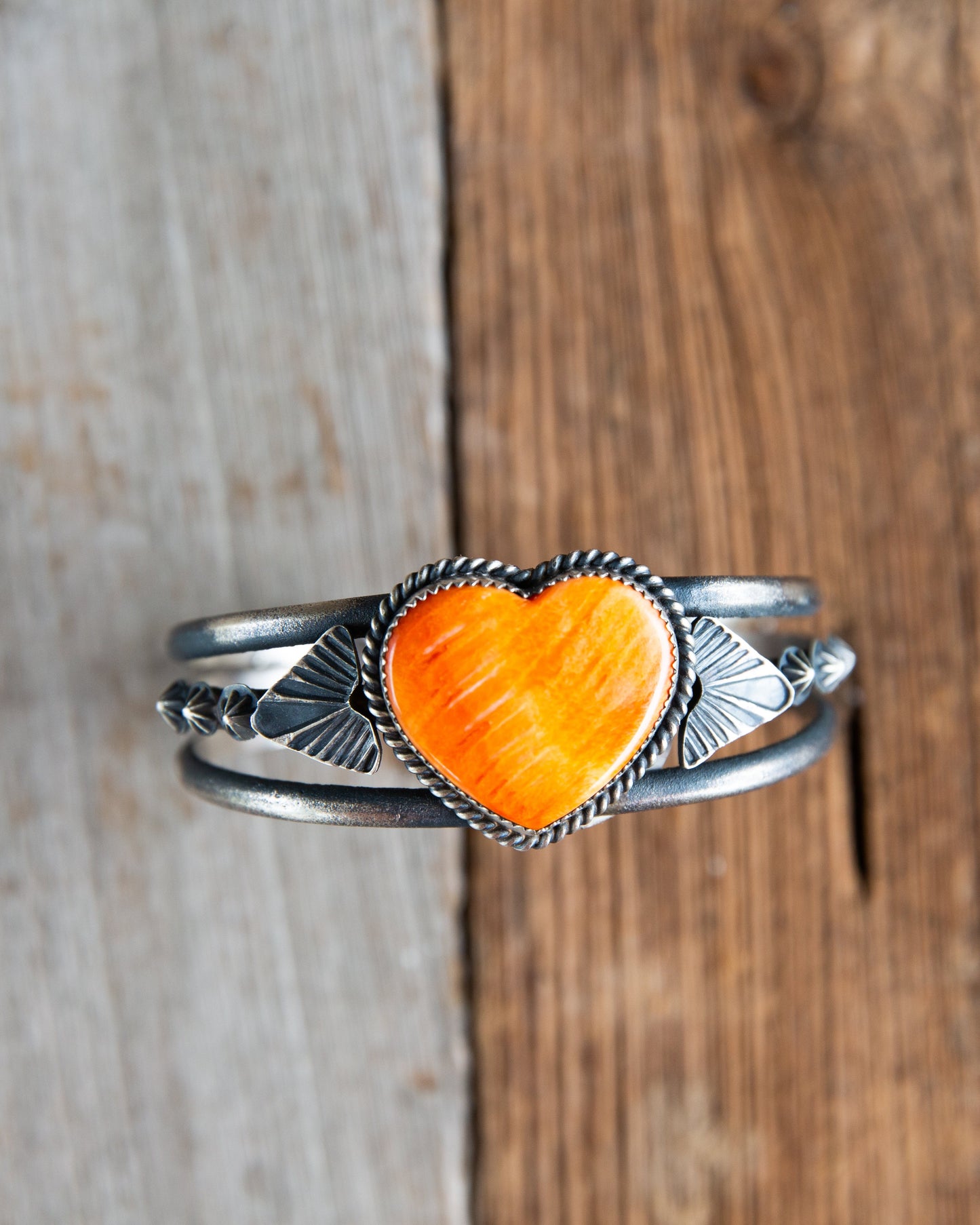The Hudson | Orange Spiny Heart Cuff by Kevin Billah