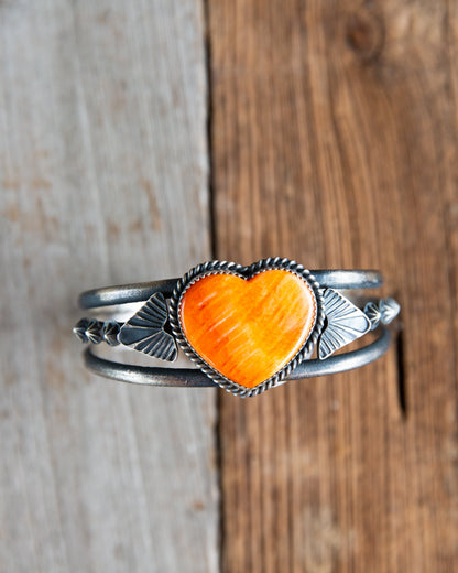 The Hudson | Orange Spiny Heart Cuff by Kevin Billah