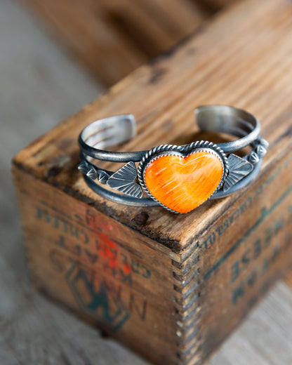 The Hudson | Orange Spiny Heart Cuff by Kevin Billah