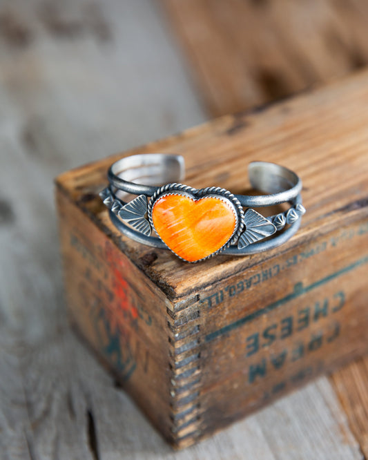 The Hudson | Orange Spiny Heart Cuff by Kevin Billah