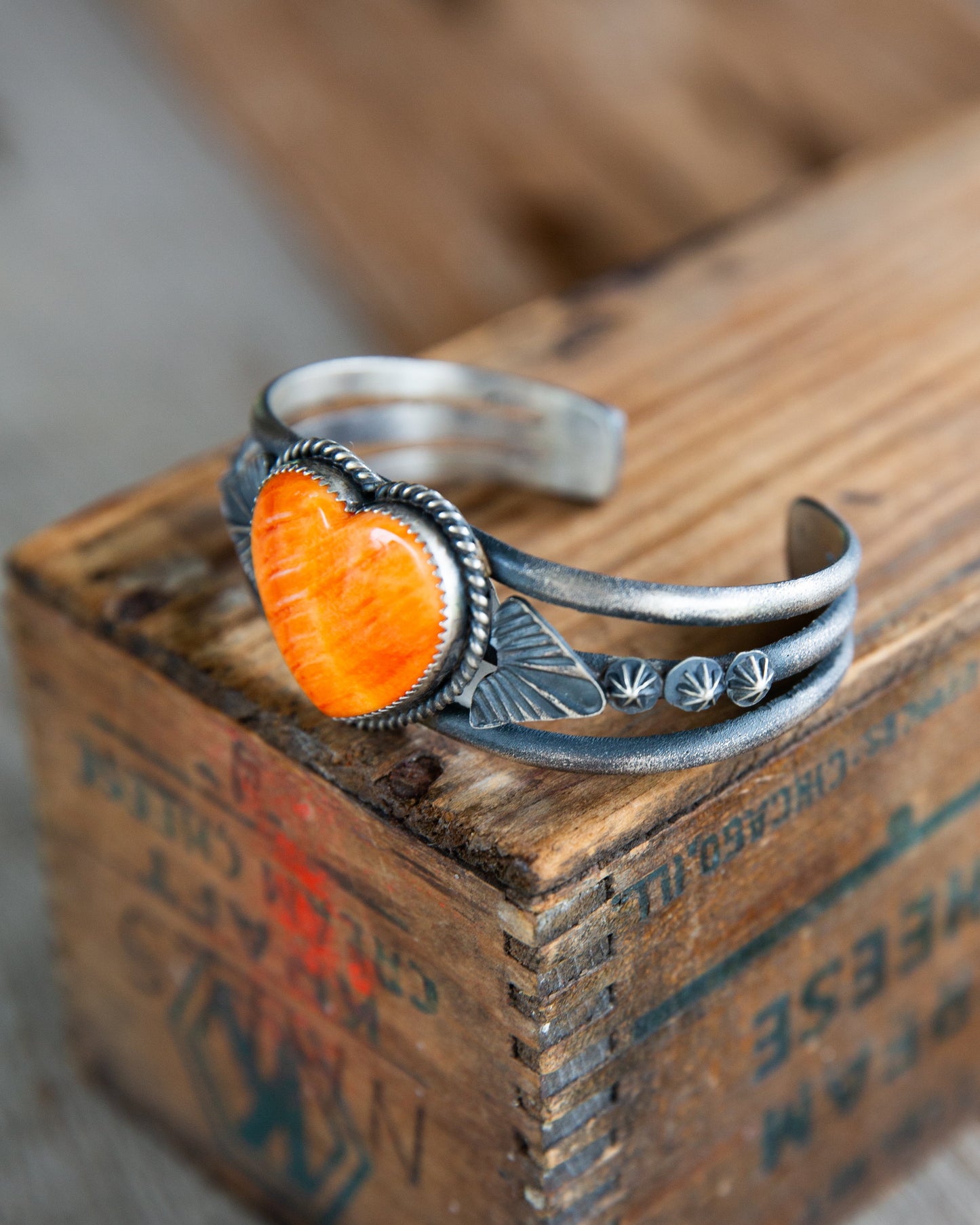 The Hudson | Orange Spiny Heart Cuff by Kevin Billah