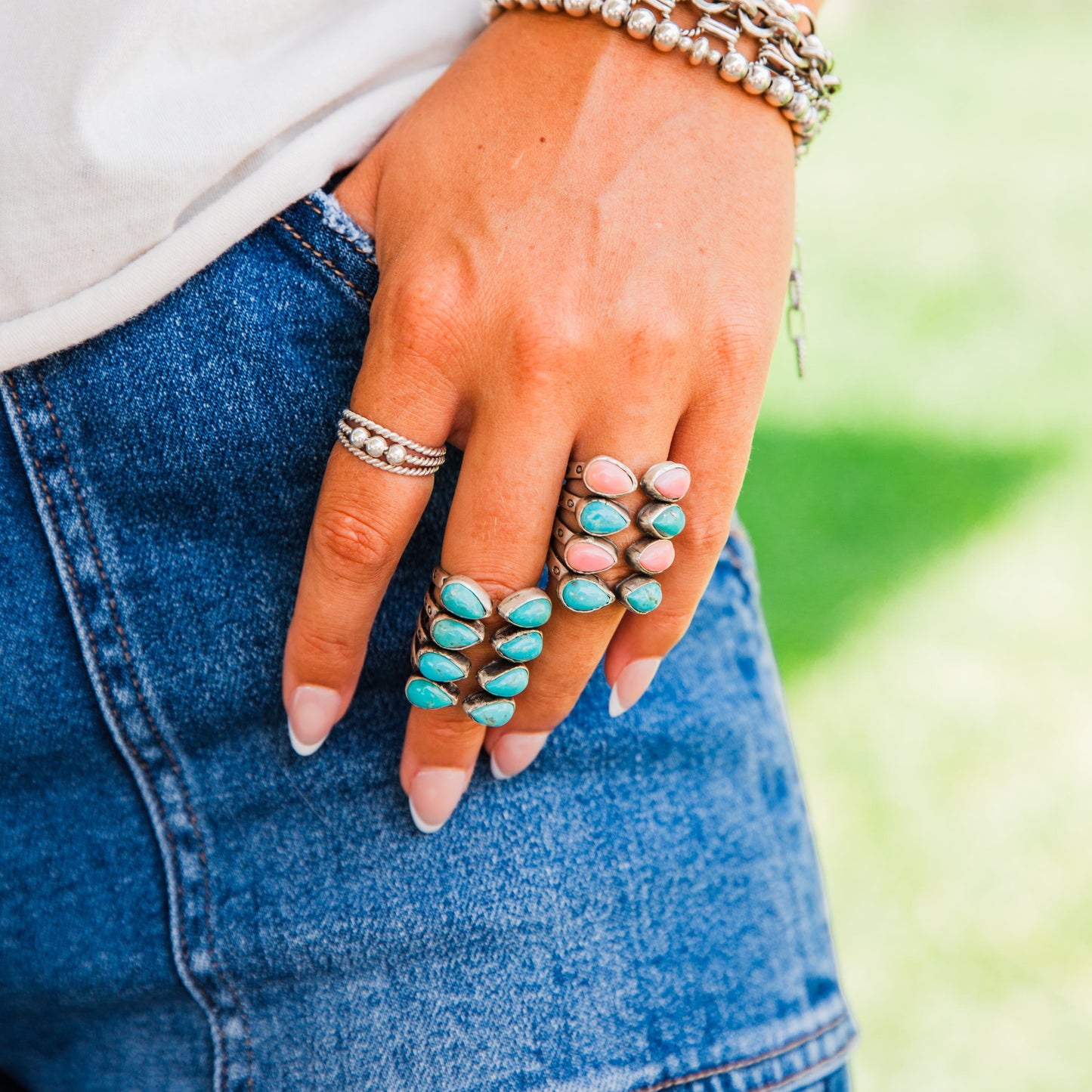 The Canyon | Pink Conch & Turquoise Rings
