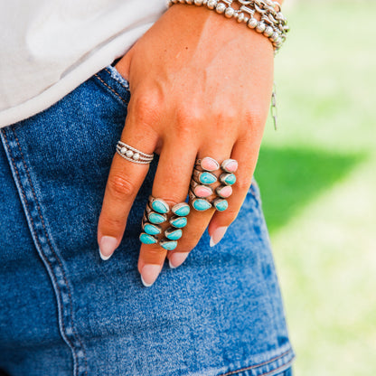 The Canyon | Pink Conch & Turquoise Rings