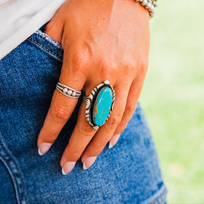 The Fresno | Mike Thomas King's Manassa Turquoise Ring Size 7 3/4