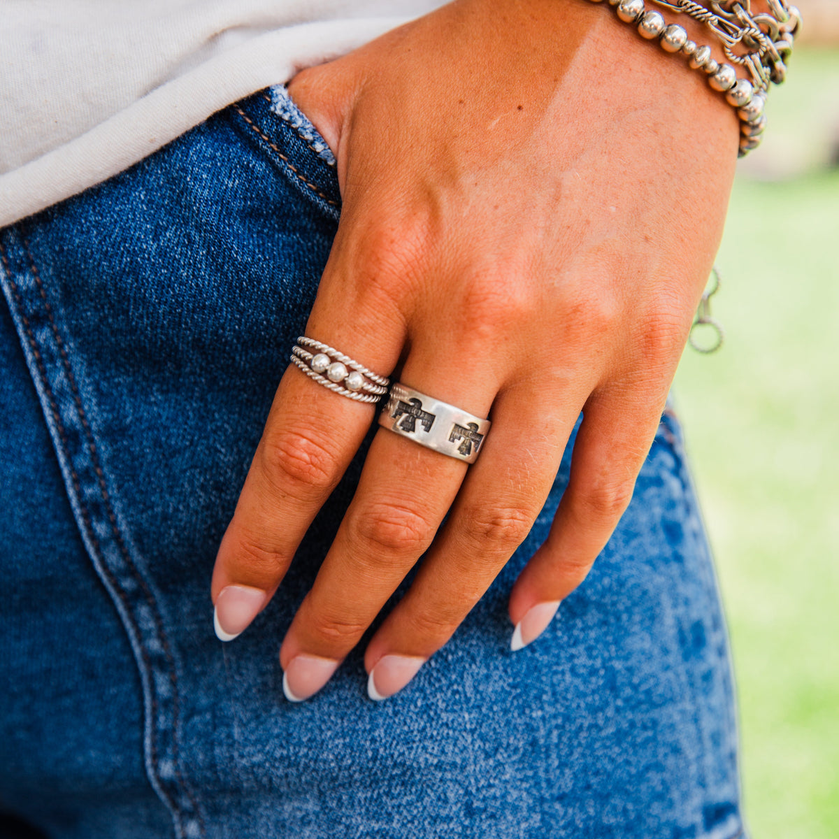 The Staten | Vintage Thunderbird Sterling Band - Size 9.25