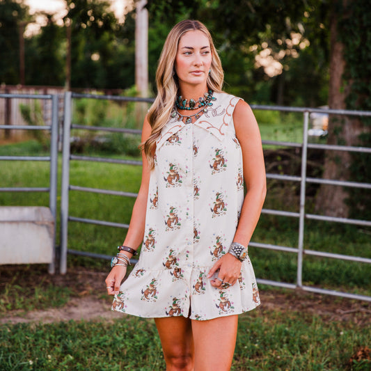 The Kressida | Western Print & Embroidered Pearl Snap Dress