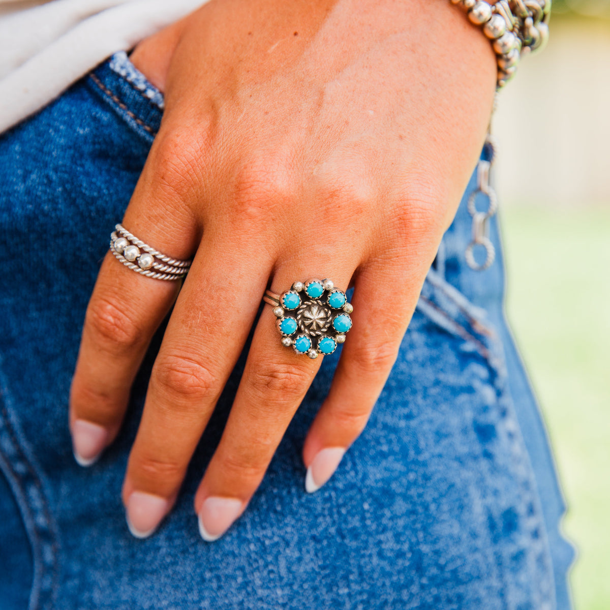 The Cohen | Turquoise Cluster Ring by Fairren Begay