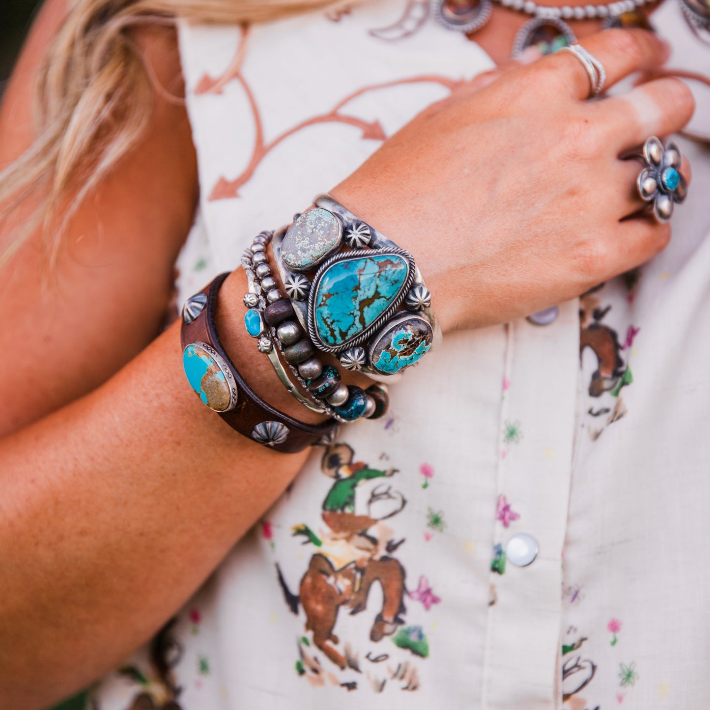 The Heron | Hubei Turquoise & Sterling Pearl Stretch Bracelet