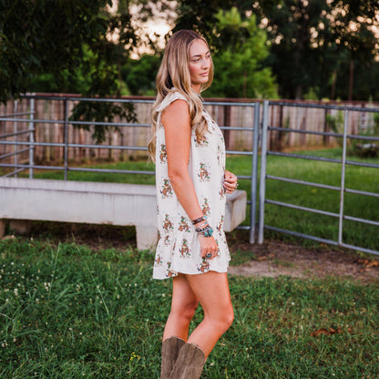 The Kressida | Western Print & Embroidered Pearl Snap Dress