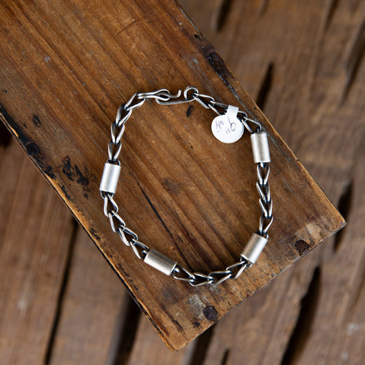 The Emi | Sterling Silver Chain & Barrel Bracelet
