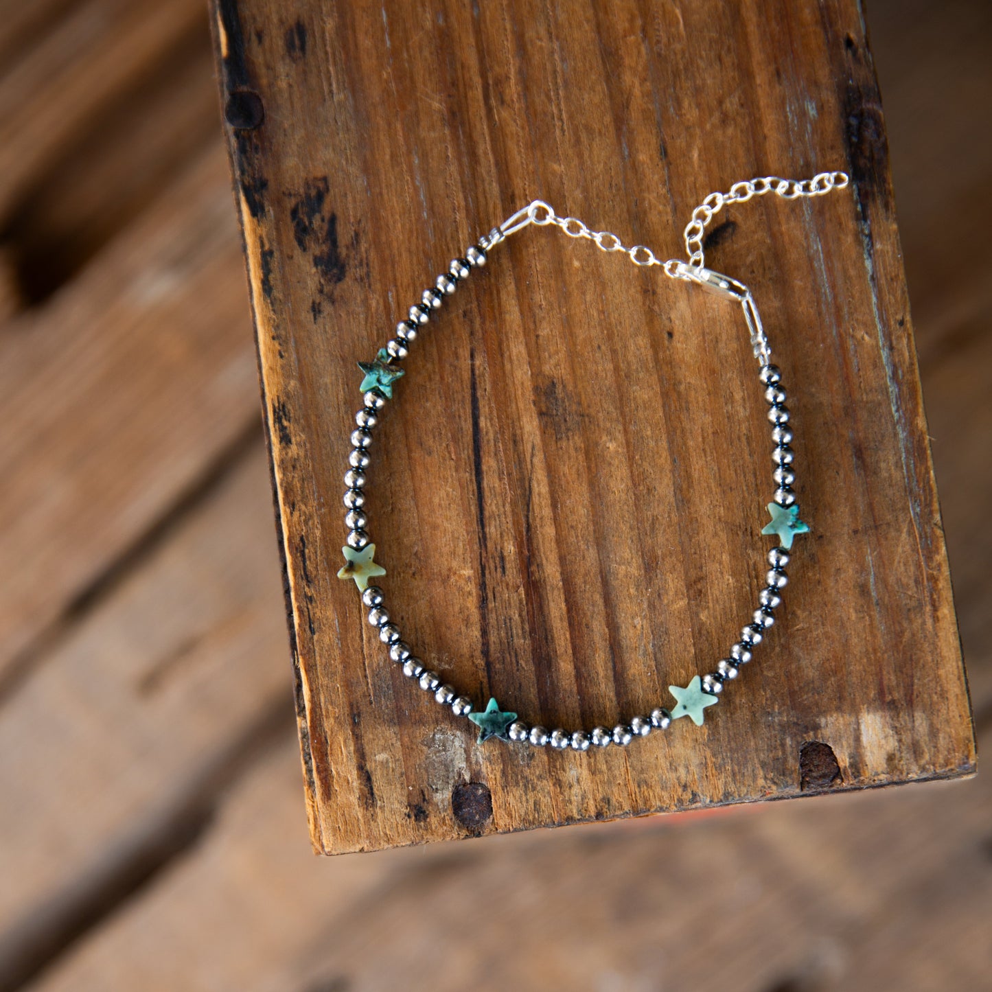 The Lala | Sterling Pearl & African Turquoise Star Bracelet
