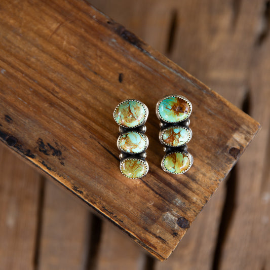 The Zinfandels | 3 Stone Turquoise Earrings FLAWED