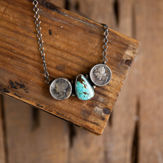 The Mason | Turquoise & Dime Necklace by J. Frank