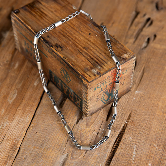 The Matrix | 24” Sterling Silver Chain and Barrel Necklace/Lariat